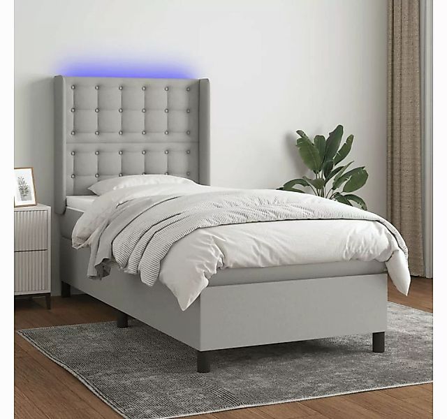 vidaXL Boxspringbett Boxspringbett mit Matratze LED Dunkelgrau 80x200 cm St günstig online kaufen