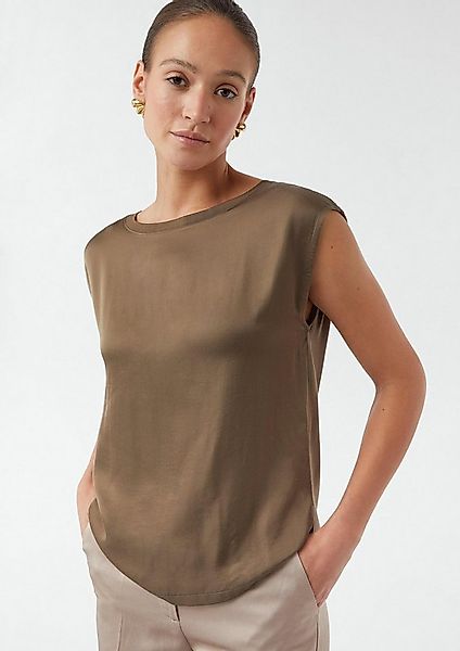 comma Kurzarmshirt T-Shirt Shirt im Fabricmix mit überschnittenen Schultern günstig online kaufen