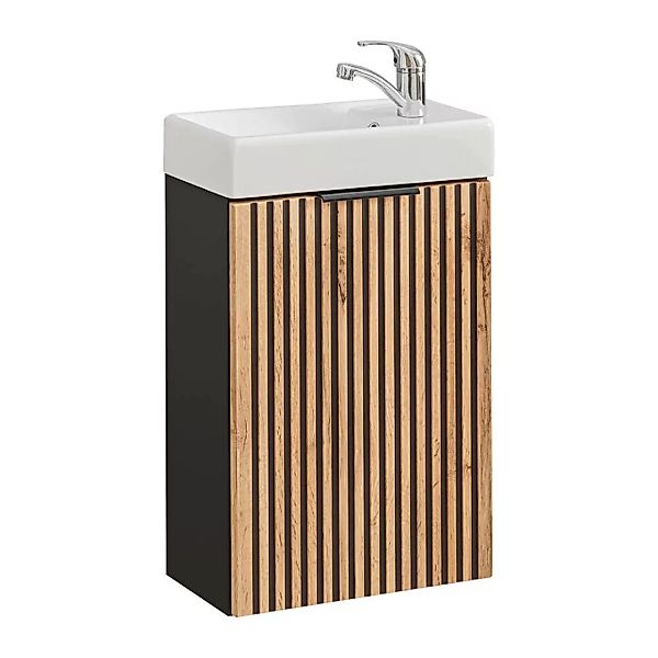Waschbeckenunterschrank mit Waschbecken Gäste WC XANTEN-56 in anthrazit mit günstig online kaufen