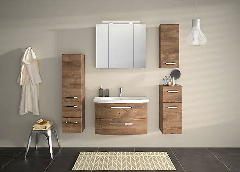 Saphir Badmöbel-Set »Serie 4010 5-teilig Keramik-Waschtisch mit LED-Spiegel günstig online kaufen