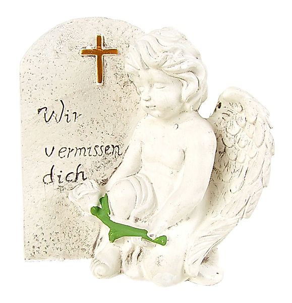 BURI Gartenfigur Grab-Spruchstein Engel mit Rose günstig online kaufen