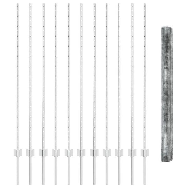 vidaXL Zaun mit Pfosten Silber 1,4 x 25 m Stahl 3336370 günstig online kaufen