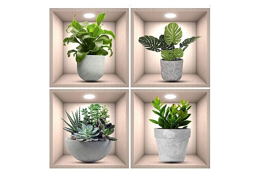 Coonoor Wandsticker Pflanzen Wandaufkleber 4er Set, Realistische Grünes Pfl günstig online kaufen