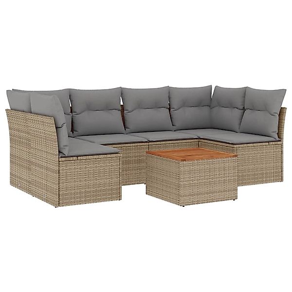 vidaXL 7-tlg Garten-Sofagarnitur mit Kissen Beige Poly Rattan Modell 242 günstig online kaufen