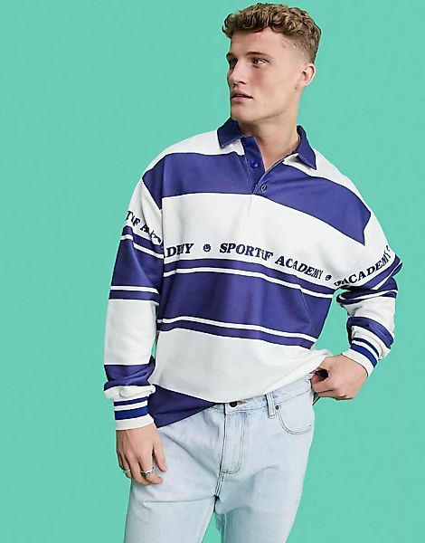ASOS DESIGN – Übergroßes Rugby-Sweatshirt mit durchgehendem Streifenmuster- günstig online kaufen