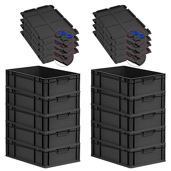 PROREGAL SuperSparSet 10x Eurobox Nextgen Grip Mit Scharnierdeckel Und Blau günstig online kaufen