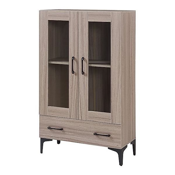 en.casa Vitrine »Søndersø« Wohnzimmerschrank 70x31x115 cm Sonoma-Eichenopti günstig online kaufen