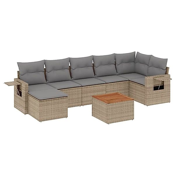 vidaXL 8-Tlg Garten-Sofagarnitur mit Kissen Beige Poly Rattan 3224673 günstig online kaufen