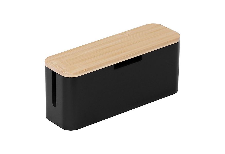 relaxdays Kabelbox aus Bambus, Natur-Schwarz günstig online kaufen