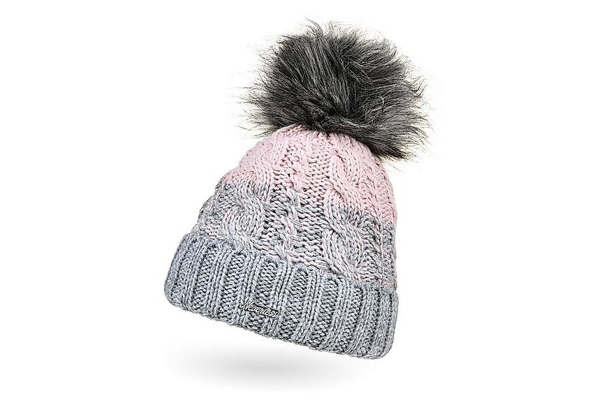 Neverless Bommelmütze Damen Strick-Mütze gefüttert Fleece-Innenfutter Fell- günstig online kaufen