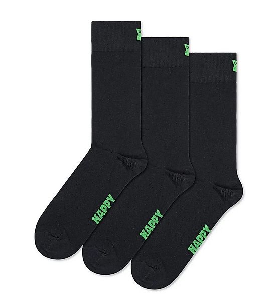 Happy Socks Socken Tagessocke Crew Solid schwarz - 3 Paar günstig online kaufen