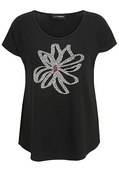 Doris Streich T-Shirt mit Blütenmotiv aus Metallplättchen günstig online kaufen