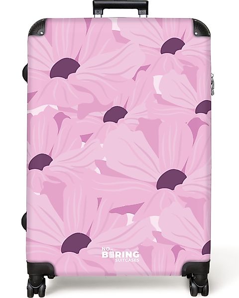 NoBoringSuitcases.com© Hartschalen-Trolley Rosa mit violetten Blüten günstig online kaufen