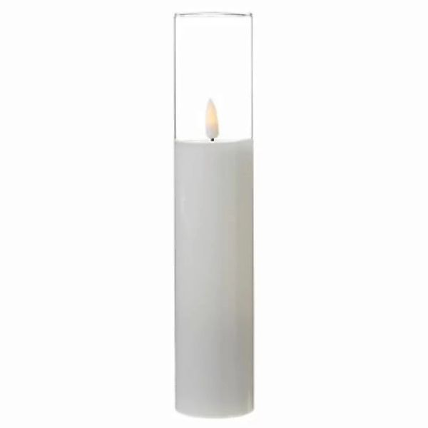 MARELIDA LED Kerze im Glas Windlicht Echtwachs flackernd H: 25cm weiß günstig online kaufen
