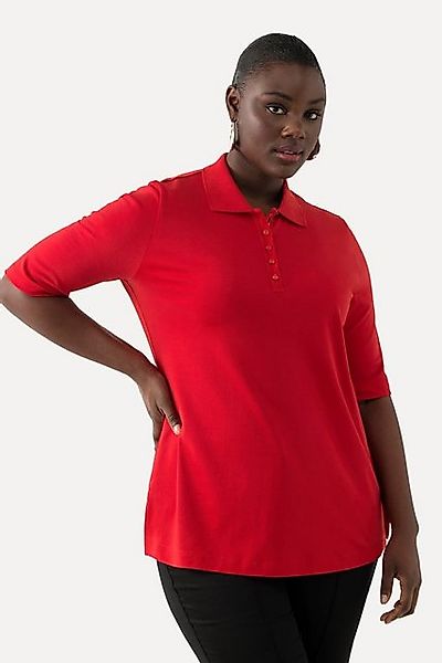 Ulla Popken T-Shirt Poloshirt Classic Polokragen Halbarm Pima Cotton günstig online kaufen