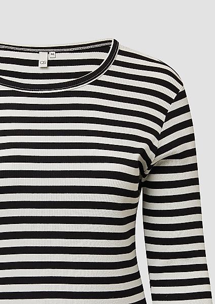 QS Kurzarmshirt Geripptes Longsleeve im Slim günstig online kaufen