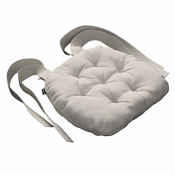 Stuhlkissen Martin mit Schleifen, hellgrau , 40 x 37 x 8 cm, Cotton Panama günstig online kaufen