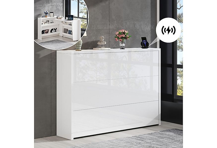 Flieks Schreibtisch 2-in-1 Sideboard & Arbeitsplatz mit Rollen und Wireless günstig online kaufen