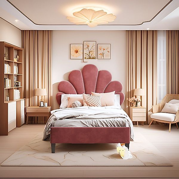 MODFU Polsterbett Funktionsbett (mit Blumen-Kopfteil & günstig online kaufen