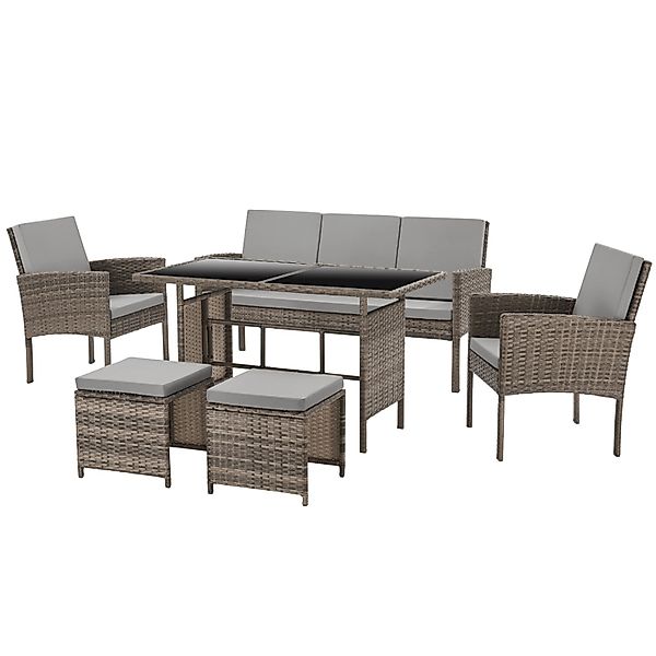 Svita Denver Polyrattan Gartenmöbel Set Essgruppe Lounge Esstisch Braun günstig online kaufen