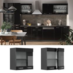 Vicco Glashängeschrank R-Line, Schwarz Hochglanz/Anthrazit, 60 günstig online kaufen