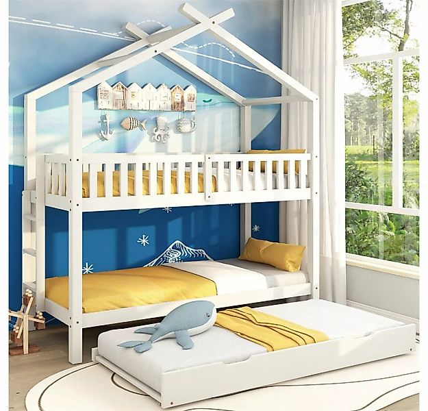 Celya Hausbett Hausbett Kinderbett Jugendbett, 90x200, drei Betten, Auszieh günstig online kaufen
