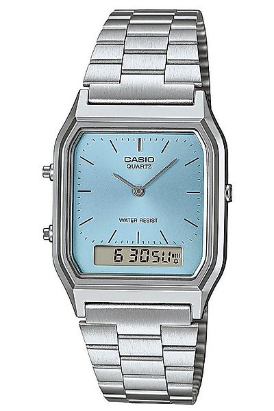 CASIO VINTAGE Quarzuhr Collection Edgy Armbanduhr Ana-Digi Stahl/Hellblau günstig online kaufen