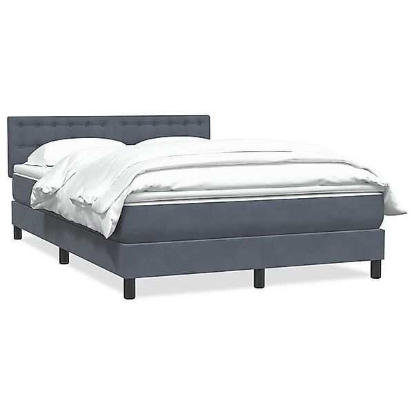 vidaXL Boxspringbett, Boxspringbett mit Matratze Dunkelgrau 140x210 cm Samt günstig online kaufen
