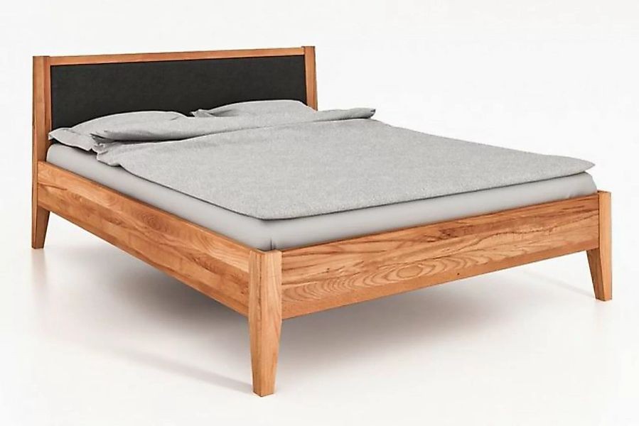 byoak Bett ODYS 160 x 200 aus Massivholz, mit Polsterkopfteil, Naturgeölt günstig online kaufen