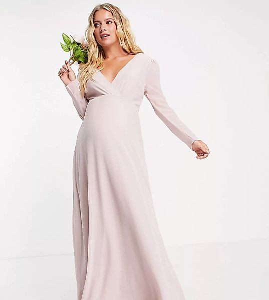 TFNC Maternity – Bridesmaid – Maxikleid mit Wickeldesign auf der Vorderseit günstig online kaufen