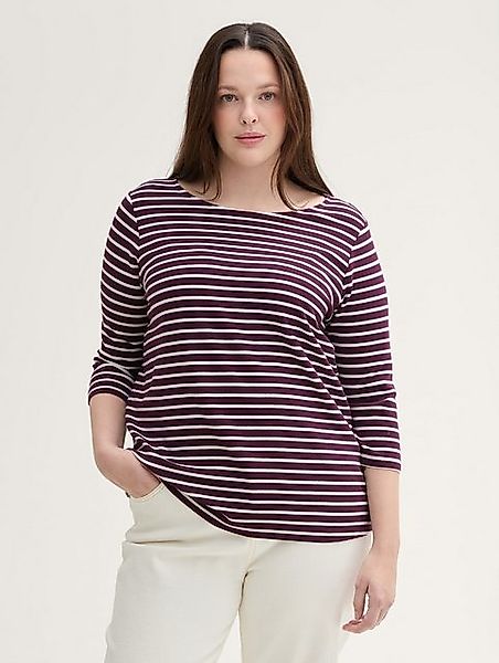 TOM TAILOR PLUS 3/4-Arm-Shirt OTTOMA mit Streifenmuster günstig online kaufen