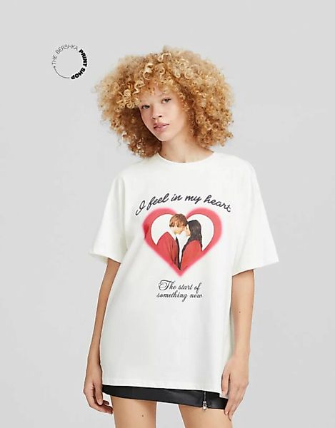 Bershka Oversize-T-Shirt Mit Print High School Musical Damen S Weiss günstig online kaufen