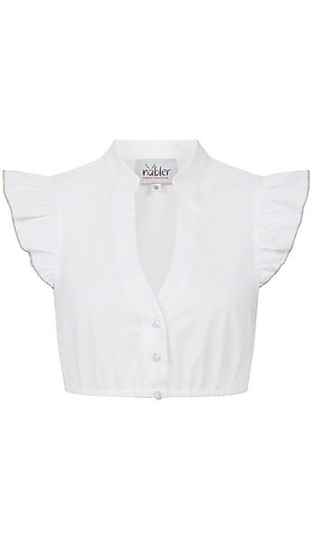 Nübler Dirndlbluse Dirndlbluse Carla Kurzarm in Weiß-Oliv von Nübler günstig online kaufen
