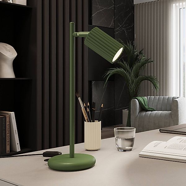 Tischleuchte ALORA, Höhe 43 cm, olivgrün, Metall, GU10 günstig online kaufen