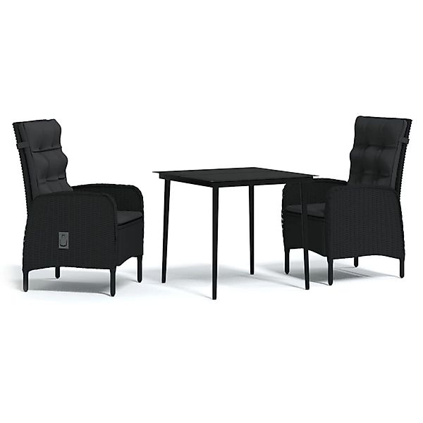 vidaXL 3-Tlg Garten-Essgruppe mit Kissen Schwarz 3099365 günstig online kaufen