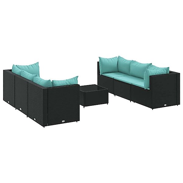 vidaXL 7-Tlg Garten-Lounge-Set mit Kissen Schwarz Poly Rattan 3308028 günstig online kaufen