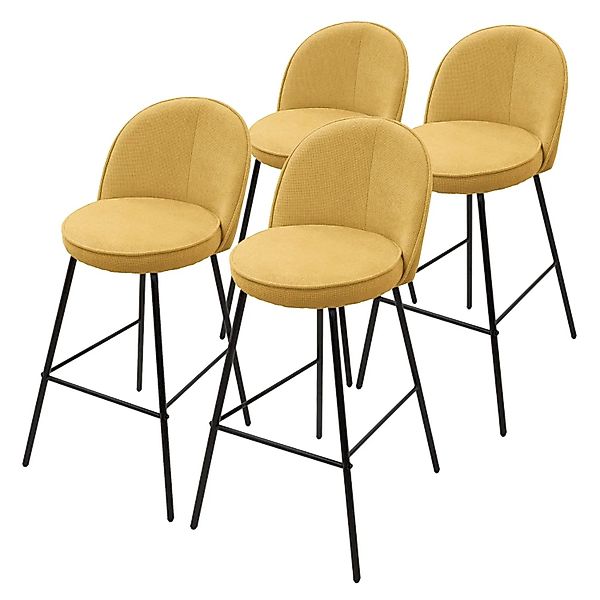 ML-Design Barhocker 4Er Set Senf 75 cm Hoch mit Stoffbezug günstig online kaufen