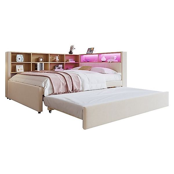 HAUSS SPOLE Schlafsofa 140x200 mit ausziehbett 90x190 mit LED Leuchten und günstig online kaufen