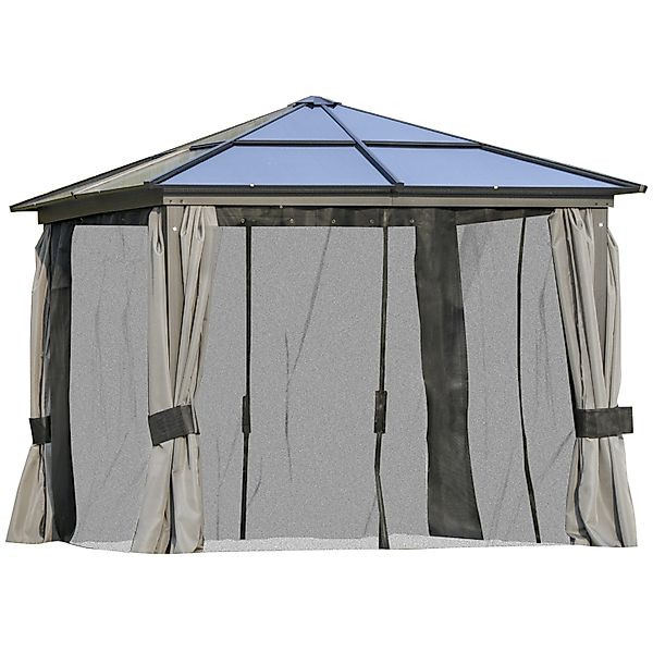 Outsunny Pavillon Metall Polyester PC-Platte Dunkelgrau 295L x 295B x 265H günstig online kaufen