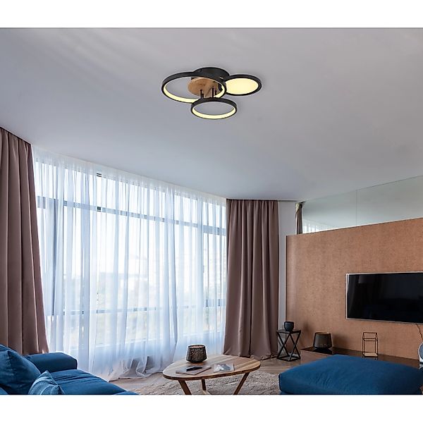 Globo LED-Deckenleuchte Sid 1-flammig Schwarz matt 400 x 380 x 105 mm günstig online kaufen