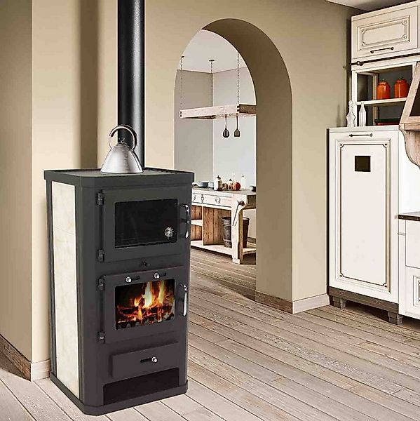 Apex Kaminofen Kaminofen 10kW Backfach + Herdplatte Kachelofen Holzofen 563 günstig online kaufen