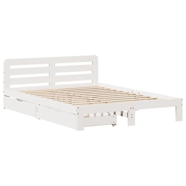 vidaXL Bett Massivholzbett ohne Matratze Weiß 140x190 cm Kiefernholz günstig online kaufen