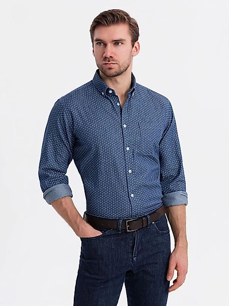 OMBRE Langarmhemd Gemustertes Herrenhemd aus dünnem günstig online kaufen