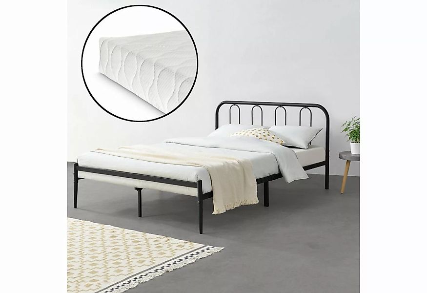 en.casa Metallbett, »Hanko« Bett 160 x 200 cm Stahlrahmen mit Kaltschaummat günstig online kaufen