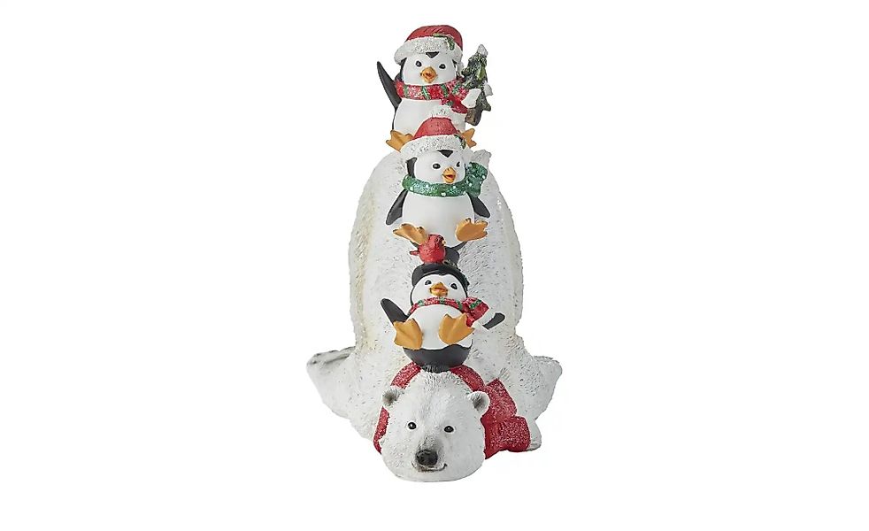 HOME STORY Dekofigur Eisbär mit Pinguinen   ¦ weiß ¦ Polyresin (Kunstharz), günstig online kaufen
