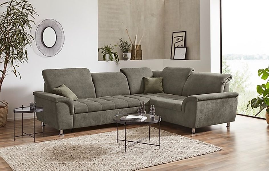 DOMO collection Ecksofa »Franzi, zeitlos und elegant, moderne Sitzheftung, günstig online kaufen