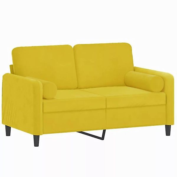 vidaXL Sofa, 2-Sitzer-Sofa mit Zierkissen Gelb 120 cm Samt günstig online kaufen