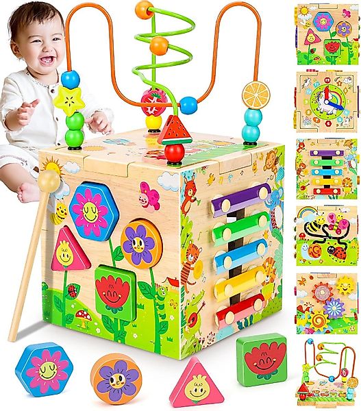 POPOLIC Motorikwürfel Motorikspielzeug, Aktivitätswürfel Montessori Baby günstig online kaufen
