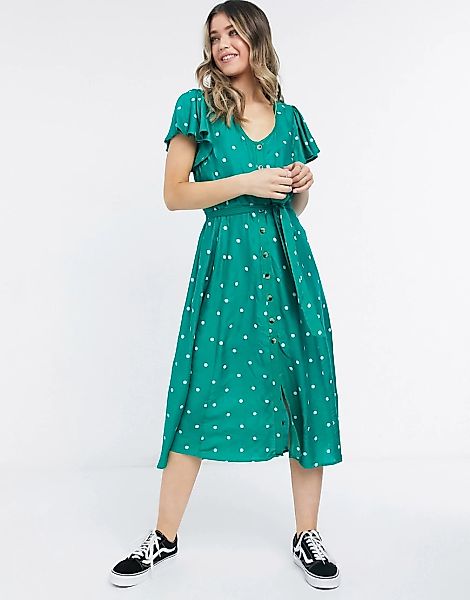 Lottie And Holly – Gepunktetes Freizeitkleid in Grün günstig online kaufen