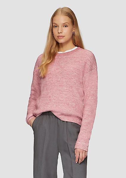 QS Strickpullover Melierter Strickpullover mit überschnittenen günstig online kaufen